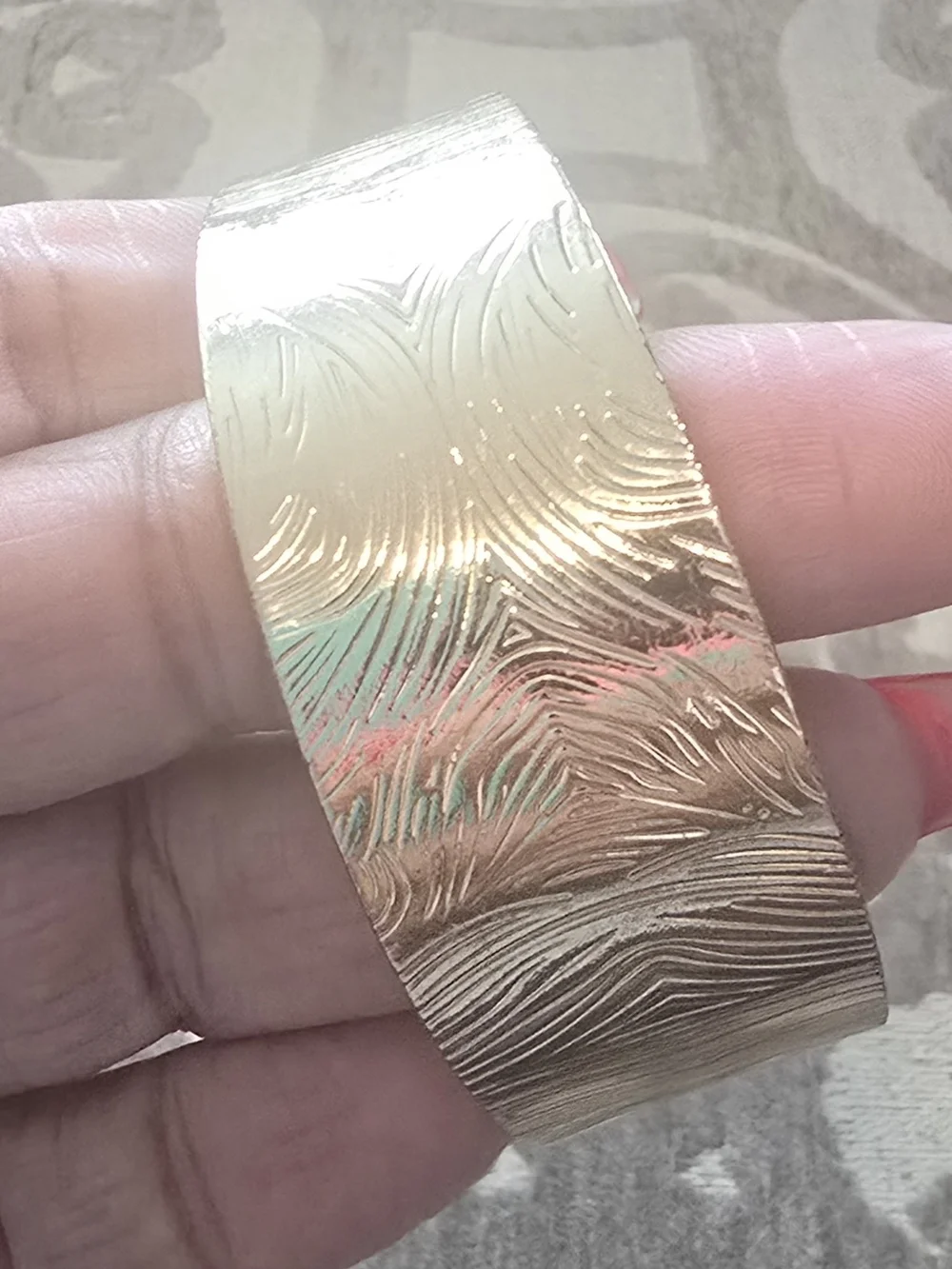 Gold Textured Cuff Bracelet - Unbranded